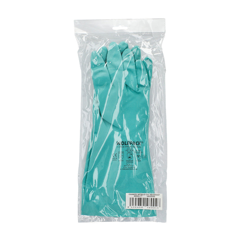 Guante nitrilo oil resistant talla m 8" (par)