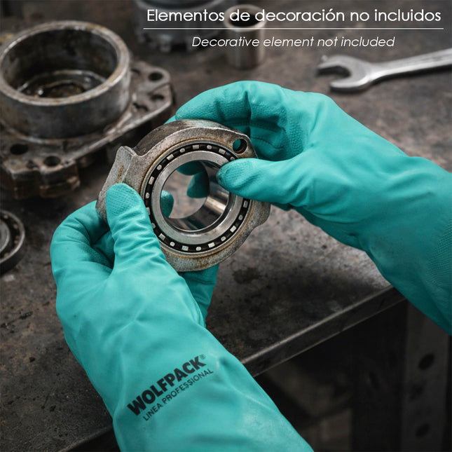 Guante nitrilo oil resistant talla l 9" (par)