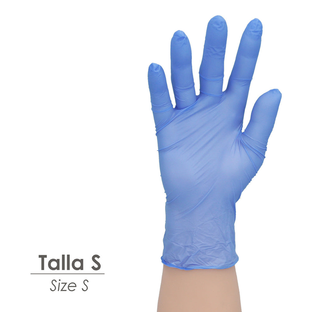 Blue nitrile disposable glove, size M, 3.5 g, box of 100 units.