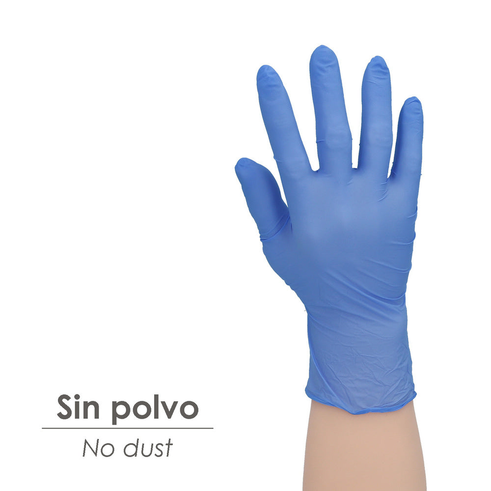 Blue nitrile disposable glove, size M, 3.5 g, box of 100 units.