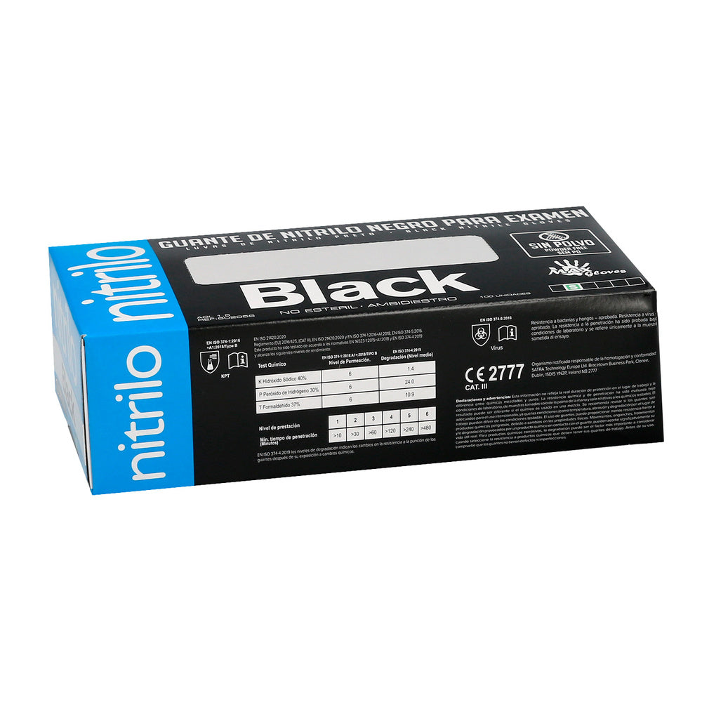 Disposable black nitrile glove L 5.5g Thick box 100 gloves.
