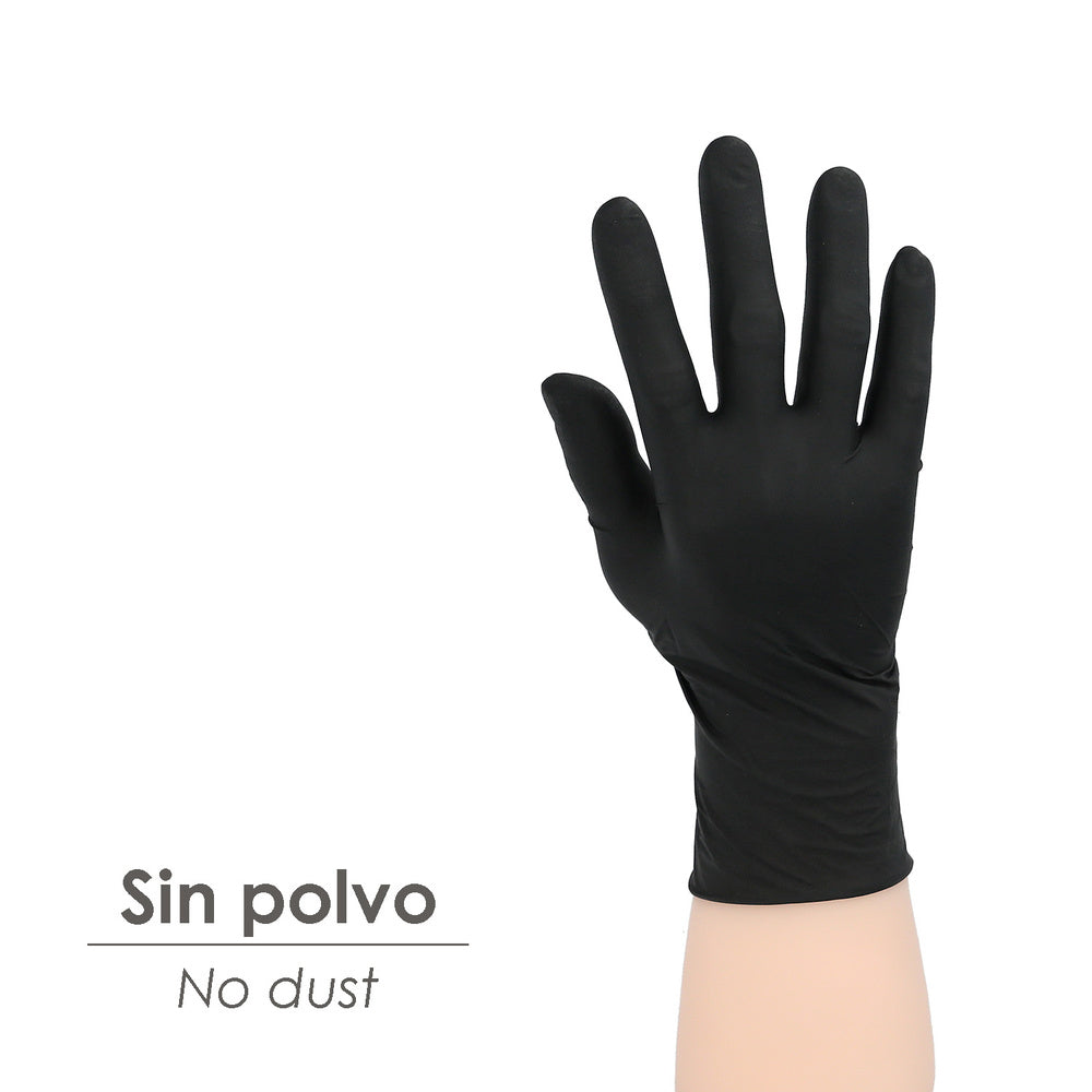 Disposable black nitrile gloves XL 5.5g Thick box of 100 gloves.