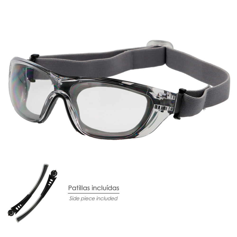 Gafas de seguridad acolchadas cristales transparentes con patillas o goma elástica.  Patillas engomadas en/166