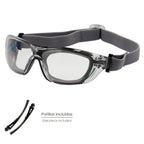 Gafas de seguridad acolchadas cristales transparentes con patillas o goma elástica.  Patillas engomadas en/166