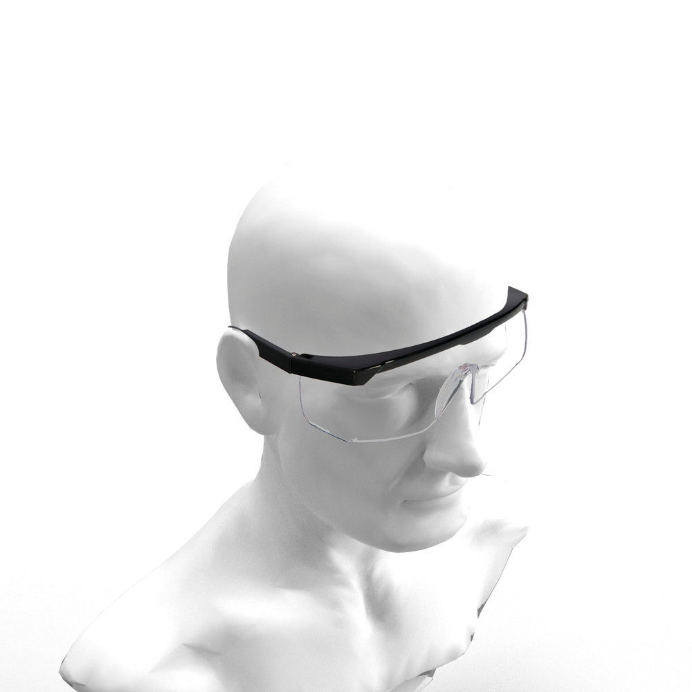 Óculos de proteção com hastes ajustáveis, certificação EN166. Lentes de cor transparente. Óculos de proteção, óculos de trabalho.