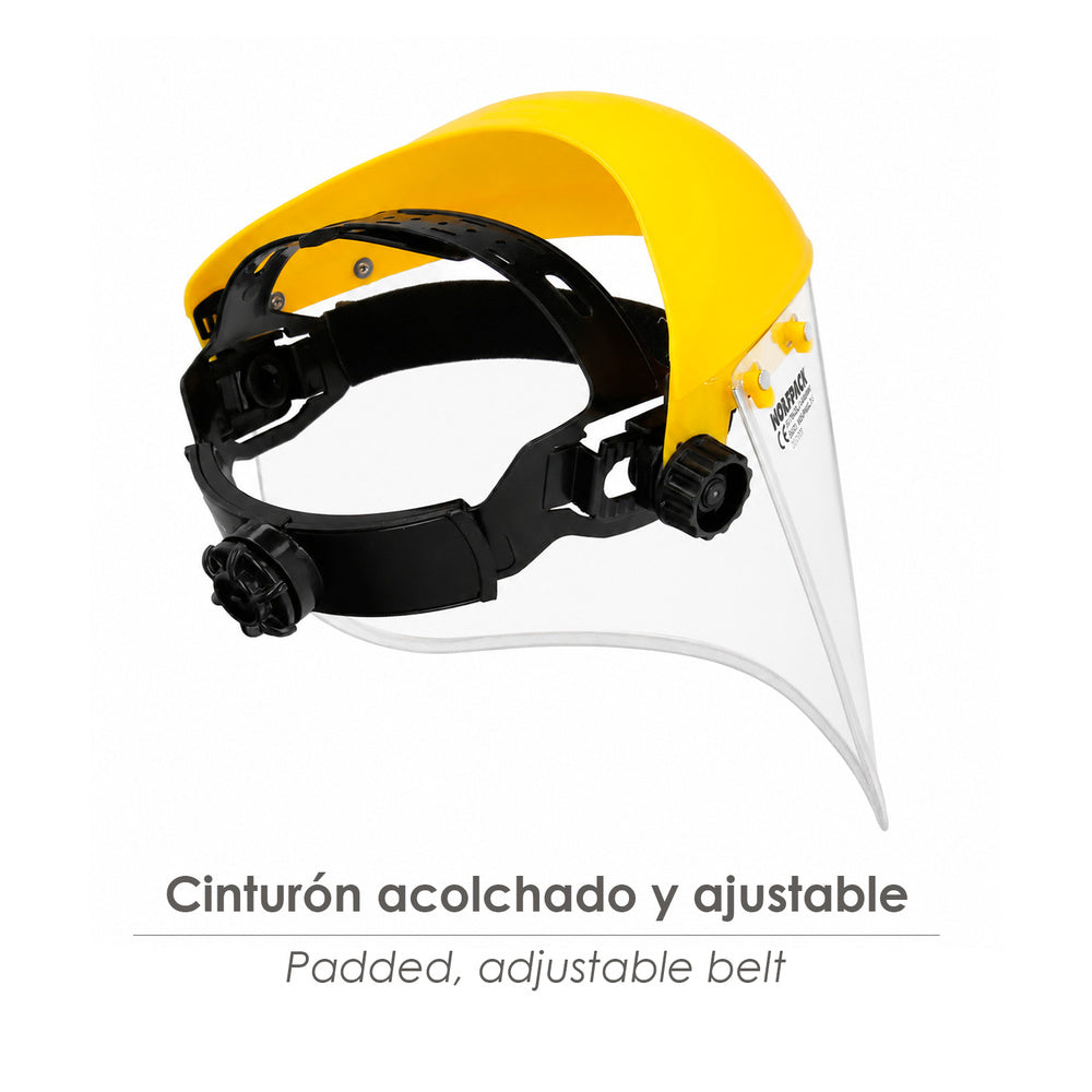 Protector facial policarbonato transparente con arnés