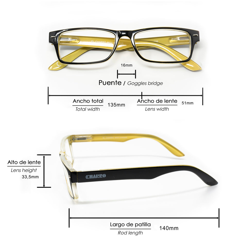 Gafas lectura kansas negro / amarillo. Aumento +1,5 gafas de vista, gafas de aumento, gafas visión borrosa