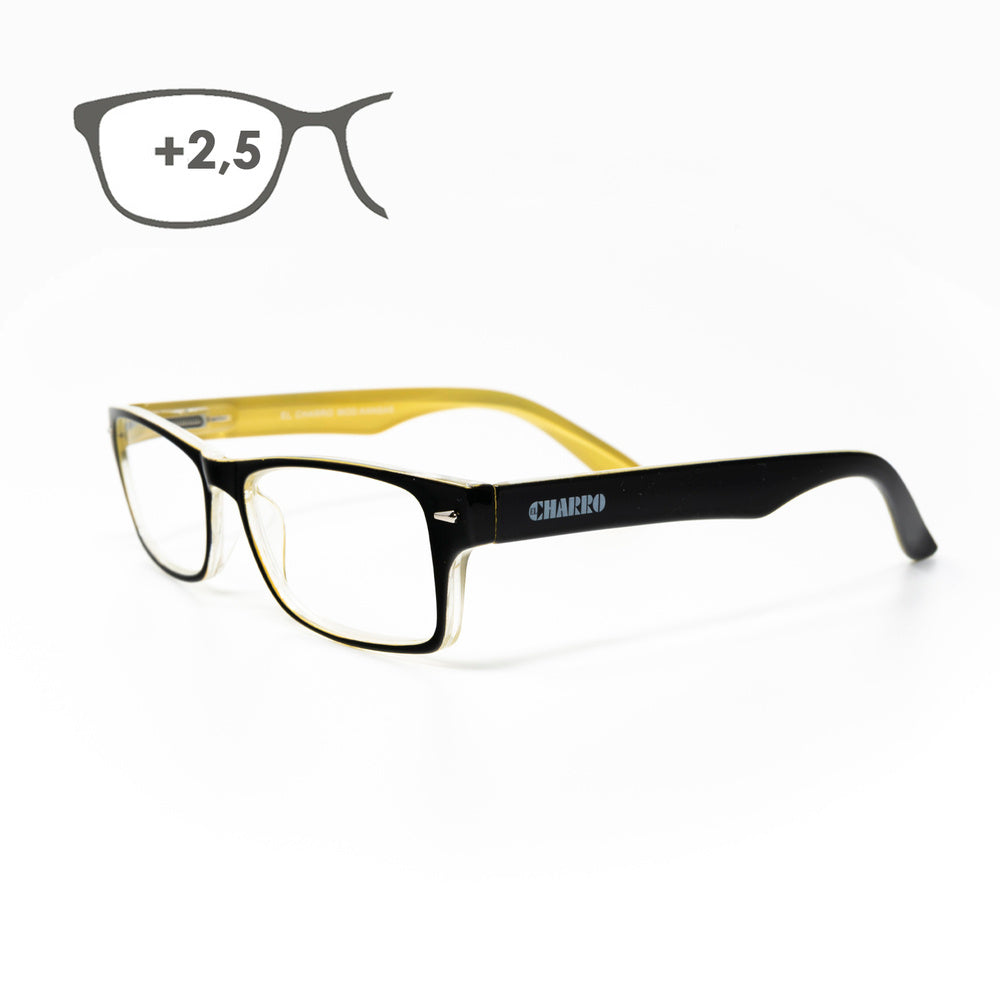 Gafas lectura kansas negro / amarillo. Aumento +2,5 gafas de vista, gafas de aumento, gafas visión borrosa