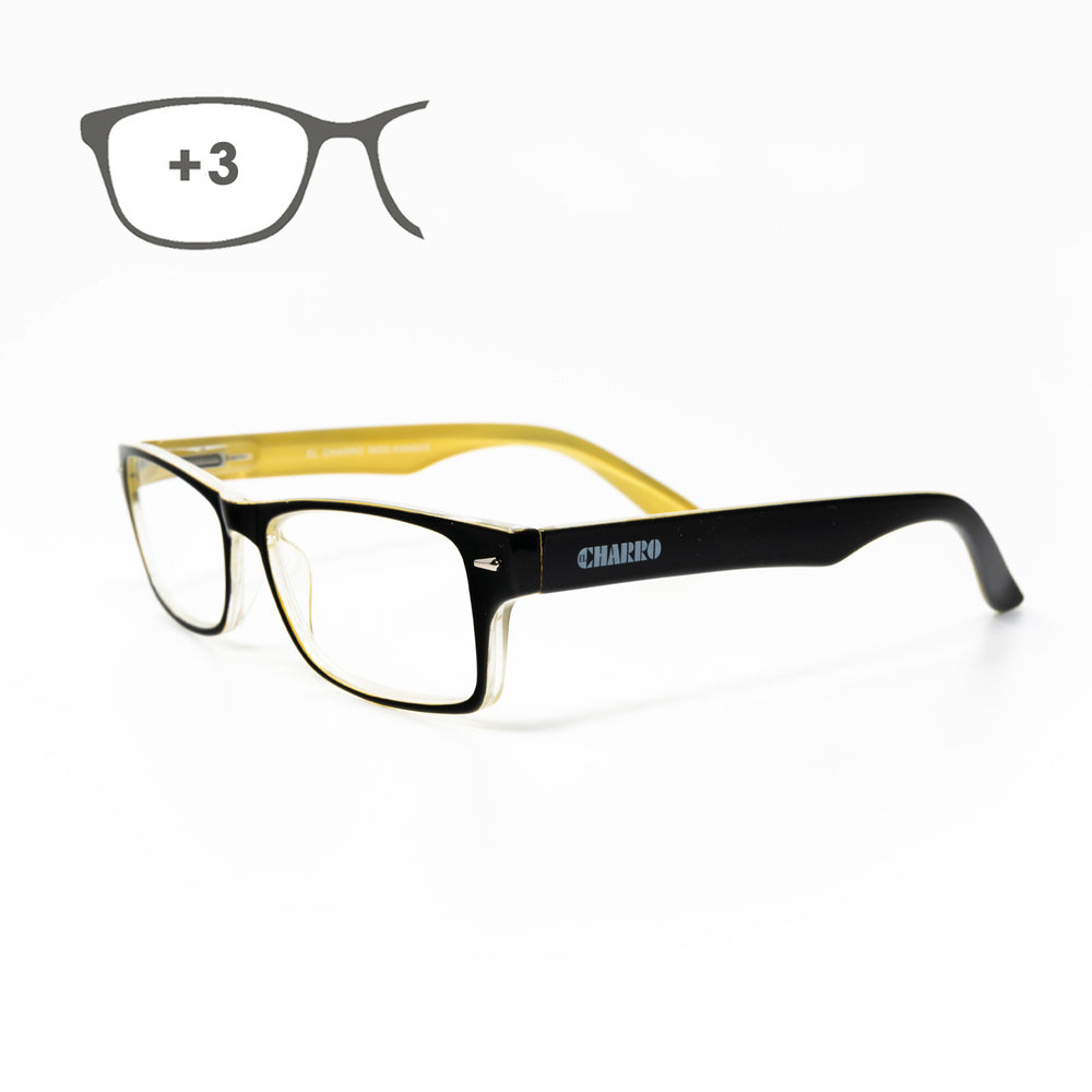 Gafas lectura kansas negro / amarillo. Aumento +3,0 gafas de vista, gafas de aumento, gafas visión borrosa