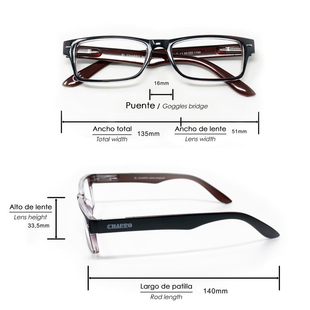Gafas lectura kansas azul oscuro / rojo. Aumento +1,0 gafas de vista, gafas de aumento, gafas visión borrosa