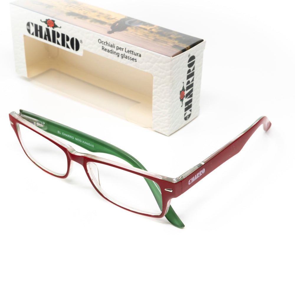Gafas lectura kansas rojo / verde. Aumento +3,0 gafas de vista, gafas de aumento, gafas visión borrosa