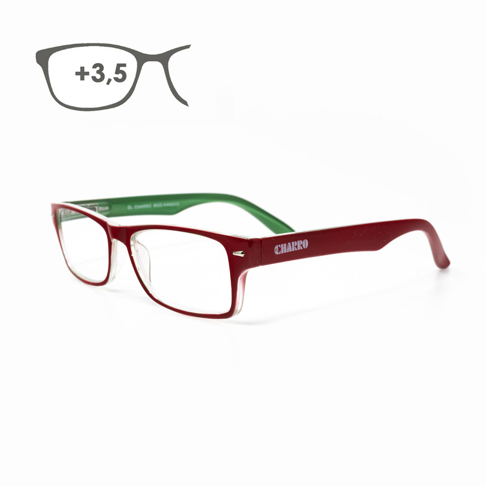 Gafas lectura kansas rojo / verde. Aumento +3,5 gafas de vista, gafas de aumento, gafas visión borrosa