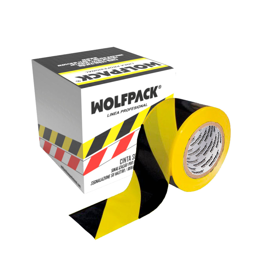 Cinta señalización polietileno amarilla/negra rollo 200mt x 70mm