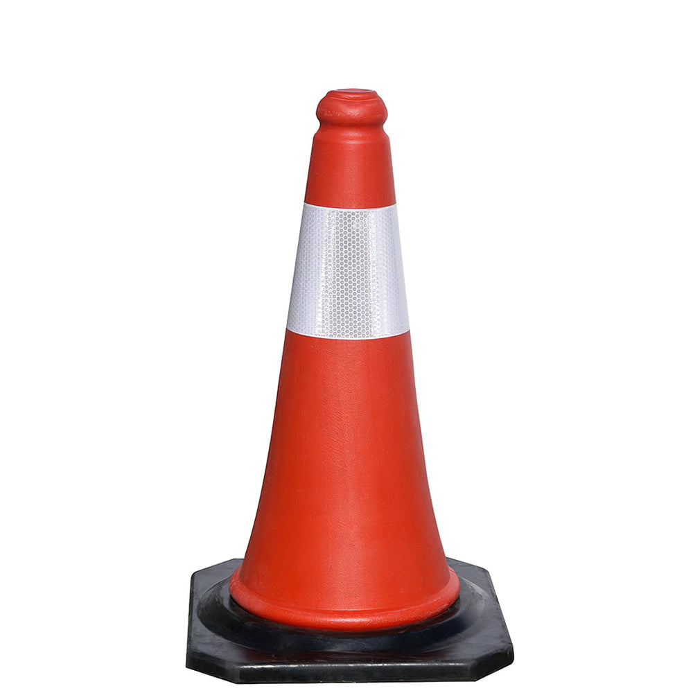 Cone de sinalização com base de borracha 50 cm refletor