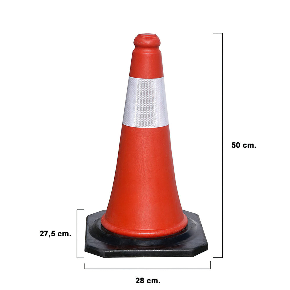 Rubber base reflective traffic cone 50 cm
