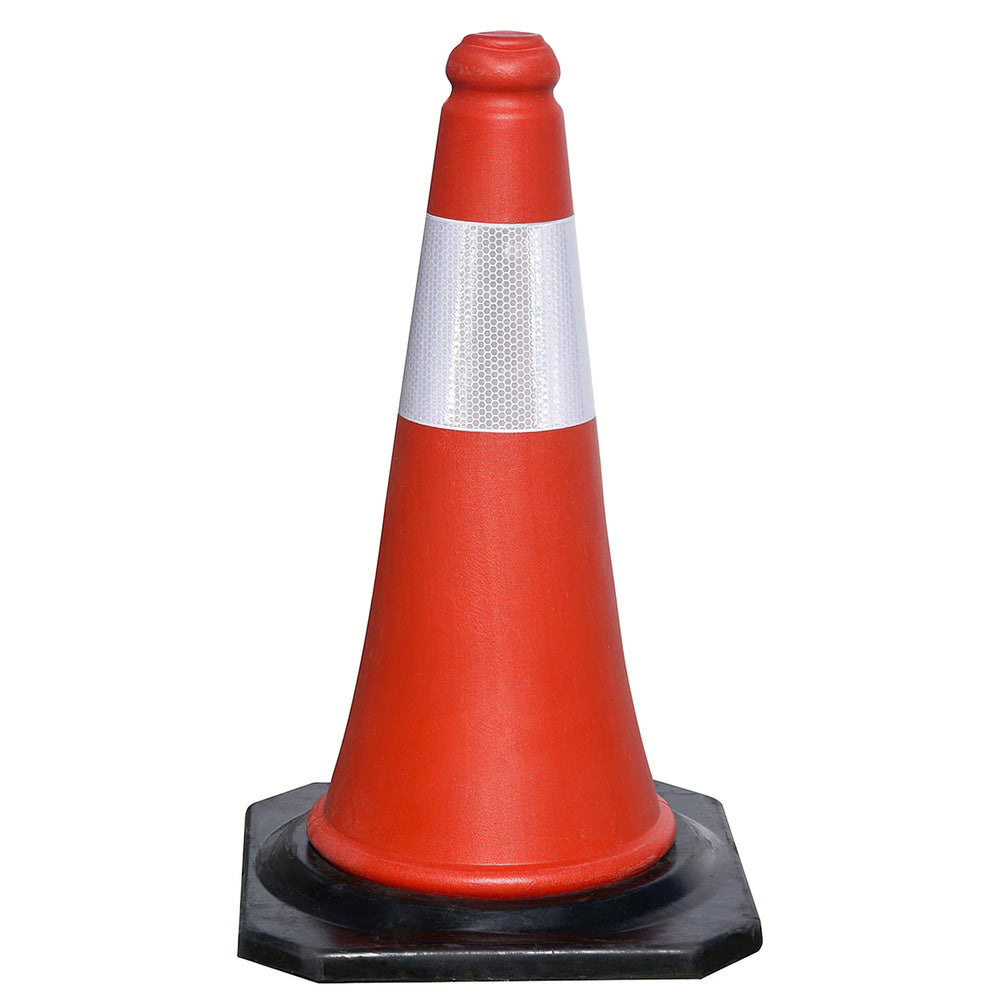Cone de sinalização base borracha 75 cm refletor