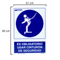 Cartel uso obligatorio cinturón seguridad 30x21 cm