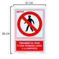 Cartel prohibido el paso persona ajena empresa 30x21 cm