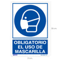 Placa indicativa da obrigatoriedade do uso de máscara facial, 30x21 cm