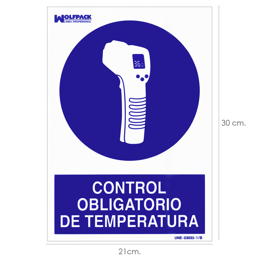 Mandatory temperature check sign 30x21 cm