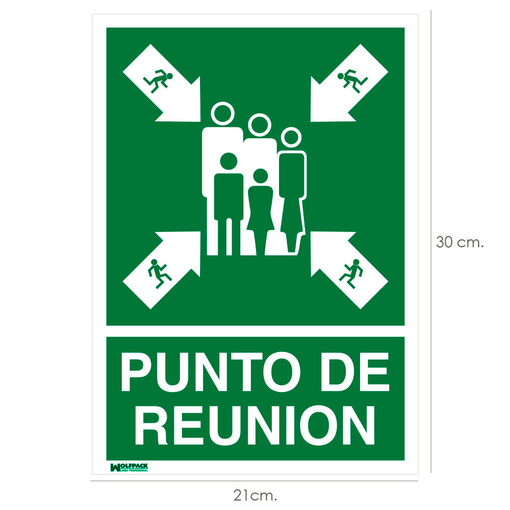 Placa informativa de ponto de encontro 30x21 cm