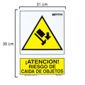 Cartel riesgo caída de objetos 30x21 cm
