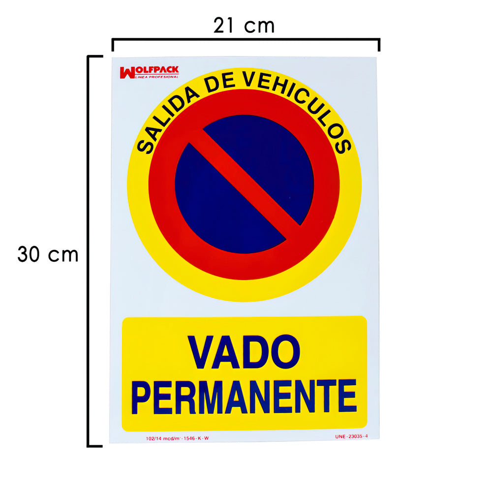 Cartel vado permanente 30x21 cm