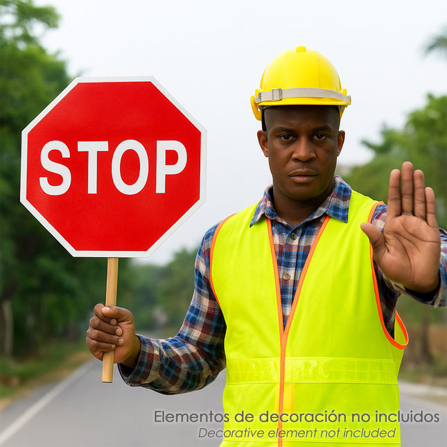 Cartel paletina obra stop - avance 30 x 30 cm