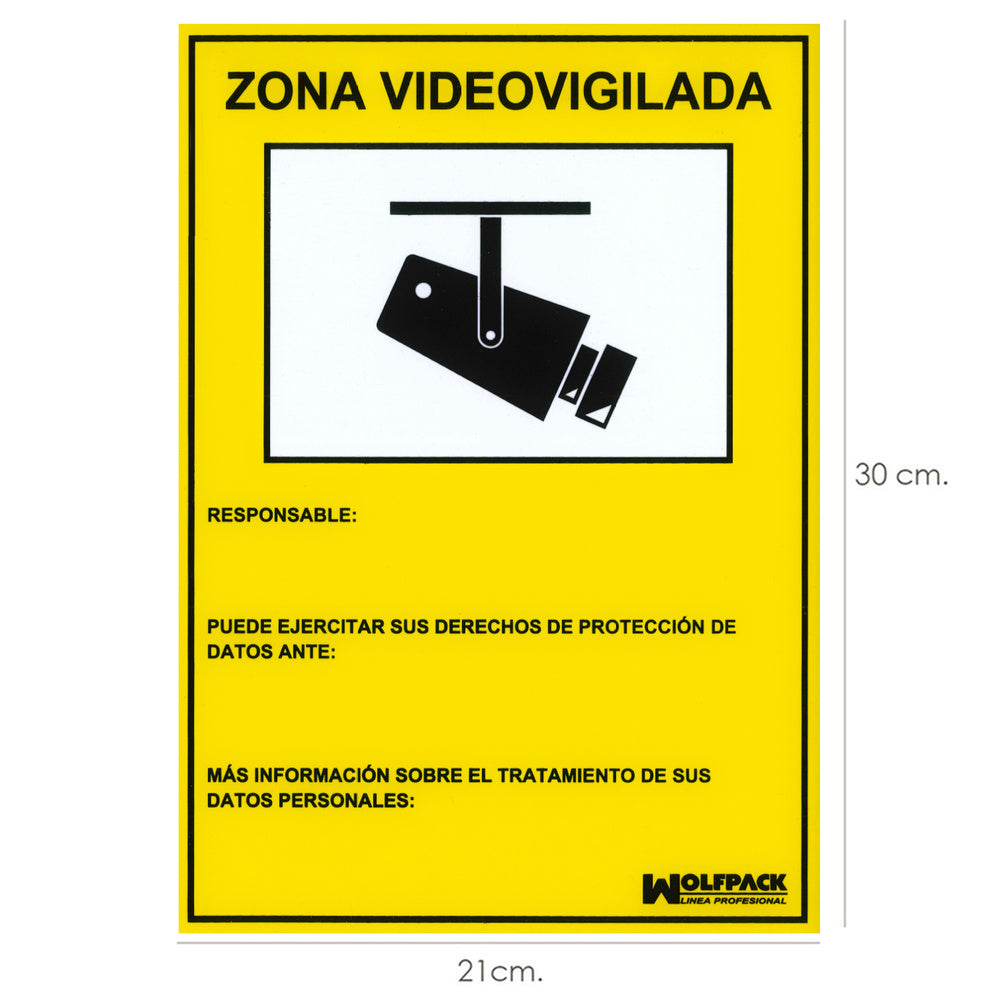 Cartel zona videovigilada 30x21 cm