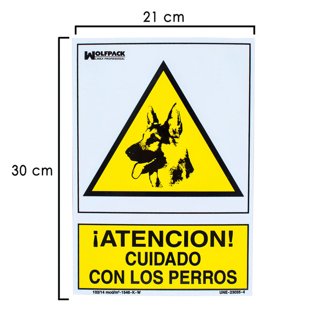 Cartel cuidado con los perros 30x21 cm para exterior