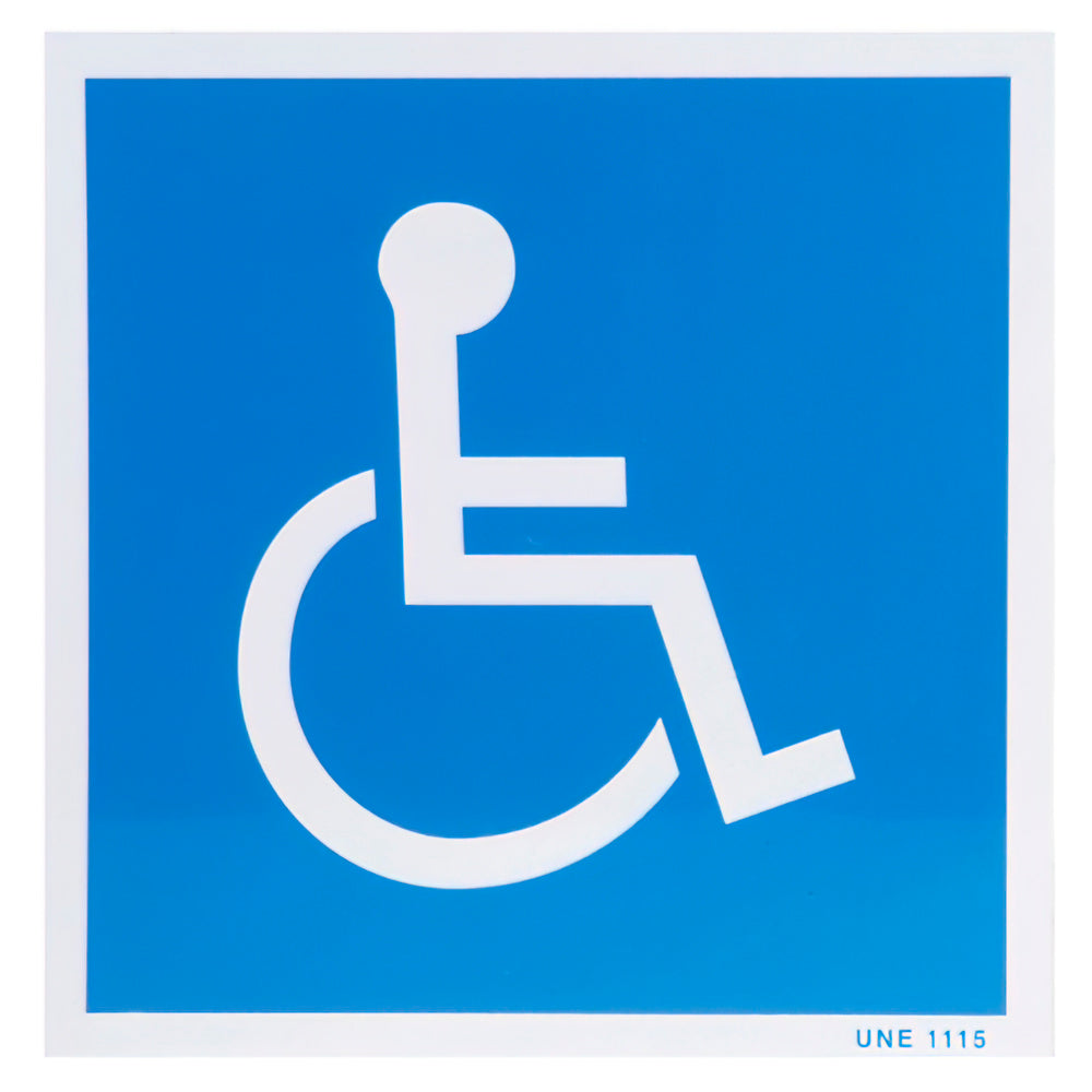 Cartel minusválidos azul y blanco 21x21 cm