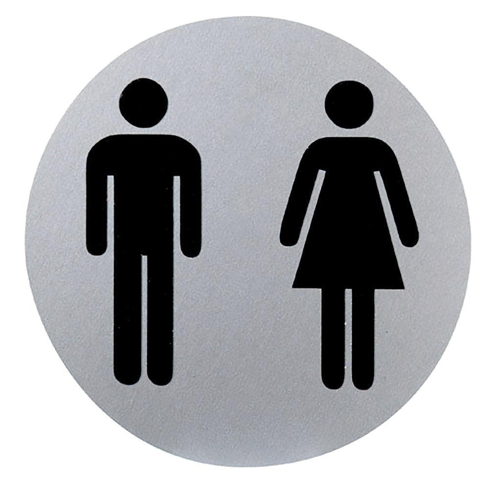 Cartel aluminio baño hombre/mujer ø12 cm