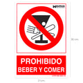 Placa "Proibido comer ou beber" 30x21cm