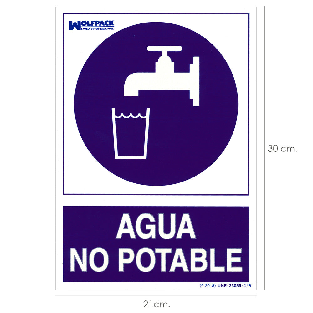 Cartel agua no potable 30x21cm