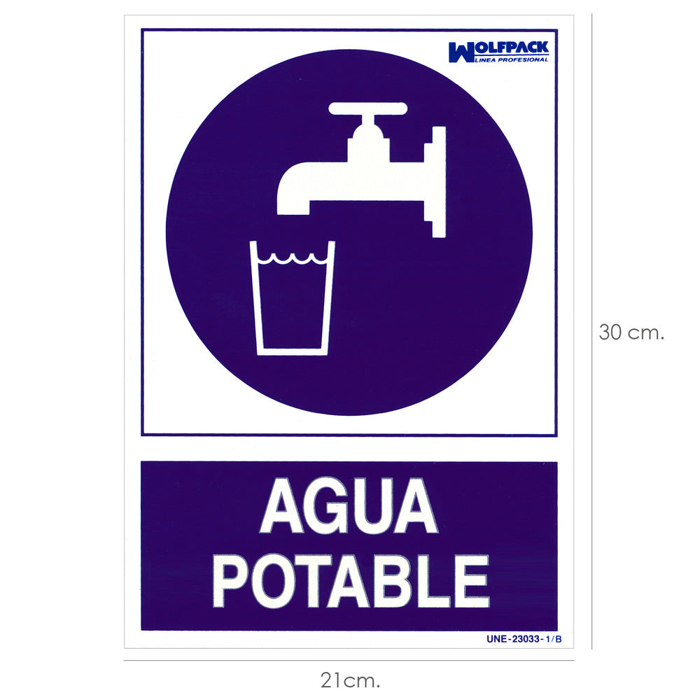 Placa de água potável 30x21cm
