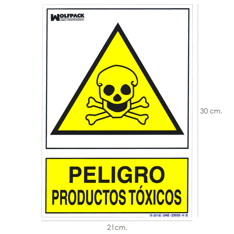 Cartel Peligro Productos Toxicos 30x21cm.