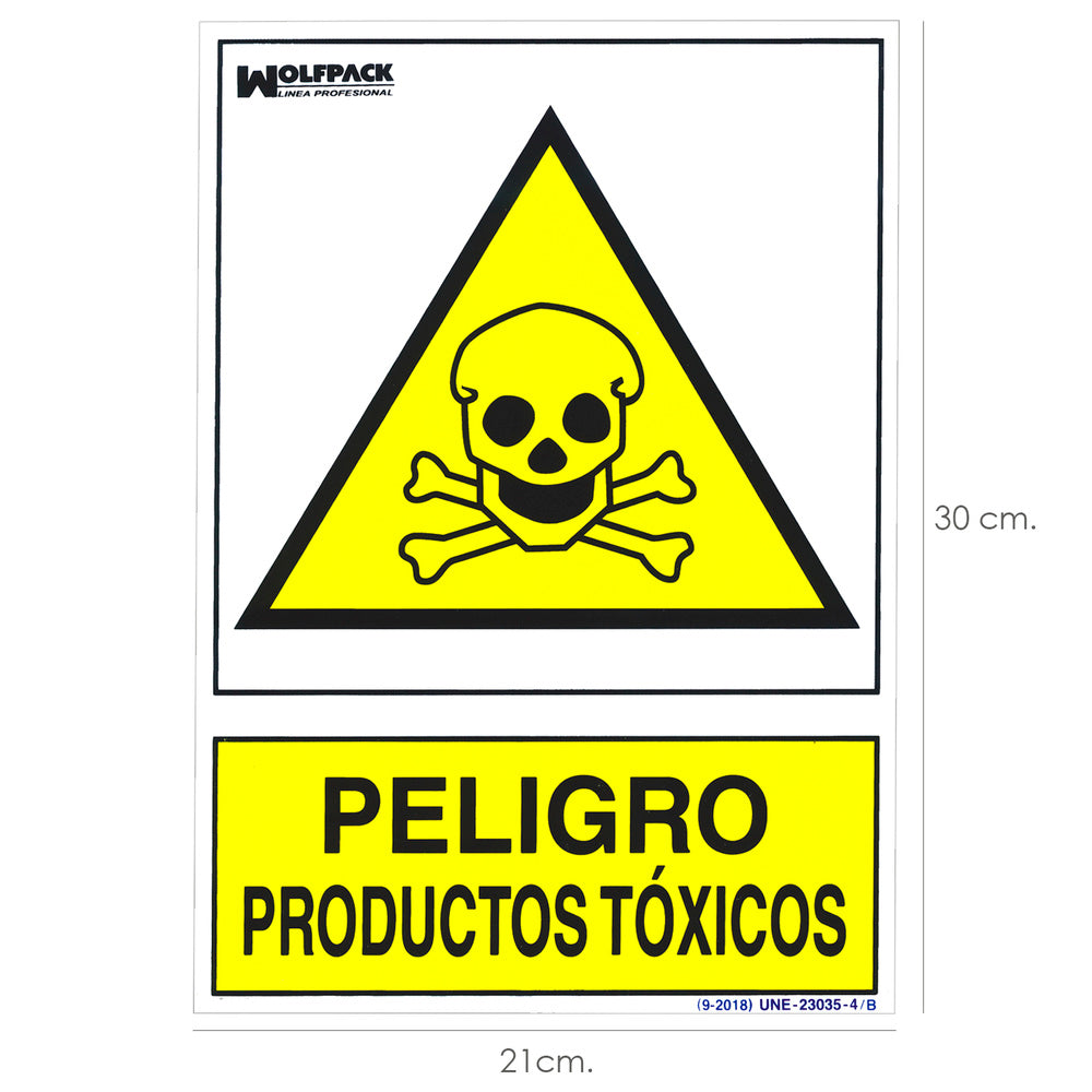 Cartel peligro productos tóxicos 30x21cm
