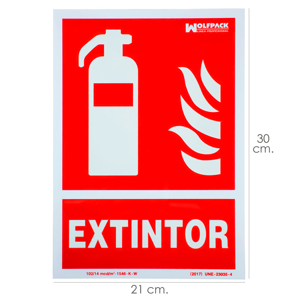 Cartel / señal fluorescente extintor 30x21 cm