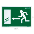 Cartel / señal fluorescente salida escalera izquierda abajo 21x30 cm