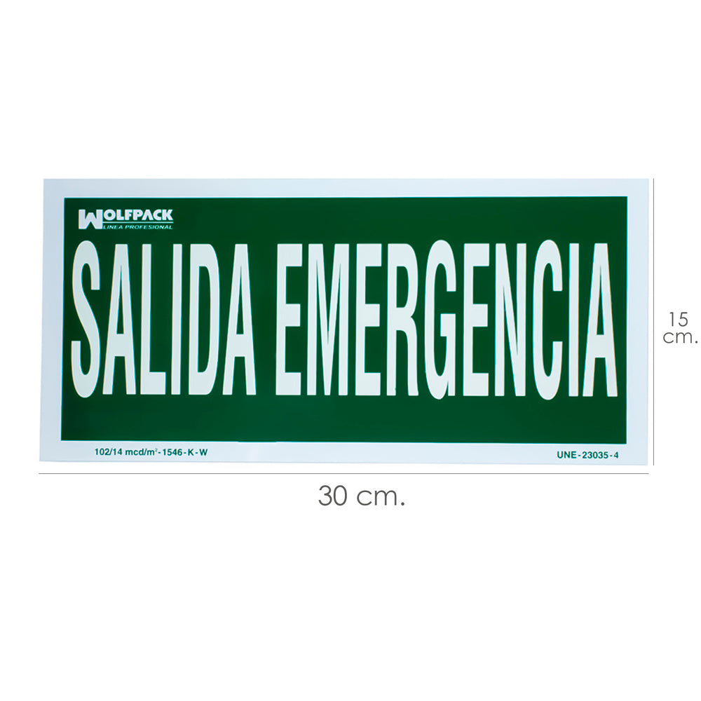 Cartel salida de emergencia 15x30 cm