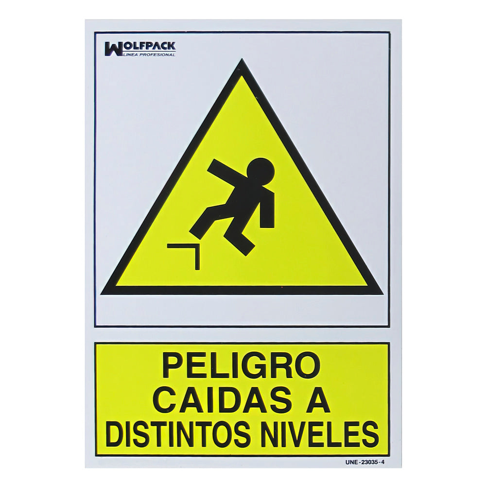 Cartel peligro caídas a distintos niveles 30x21