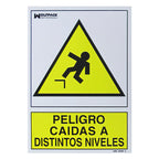 Cartel peligro caídas a distintos niveles 30x21