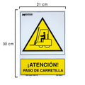 Cartel atención paso carretilla 30x21 cm