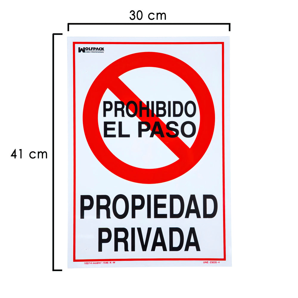 Cartel propiedad privada 41x30 cm