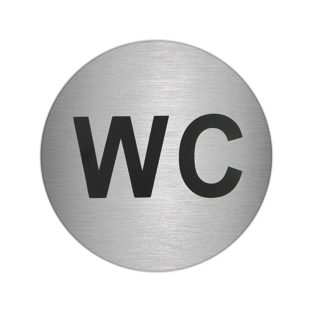 Placa adesiva "WC" em aço inoxidável ø 7 cm