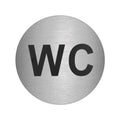 Placa adesiva "WC" em aço inoxidável ø 7 cm
