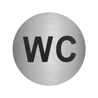 Placa adesiva "WC" em aço inoxidável ø 7 cm