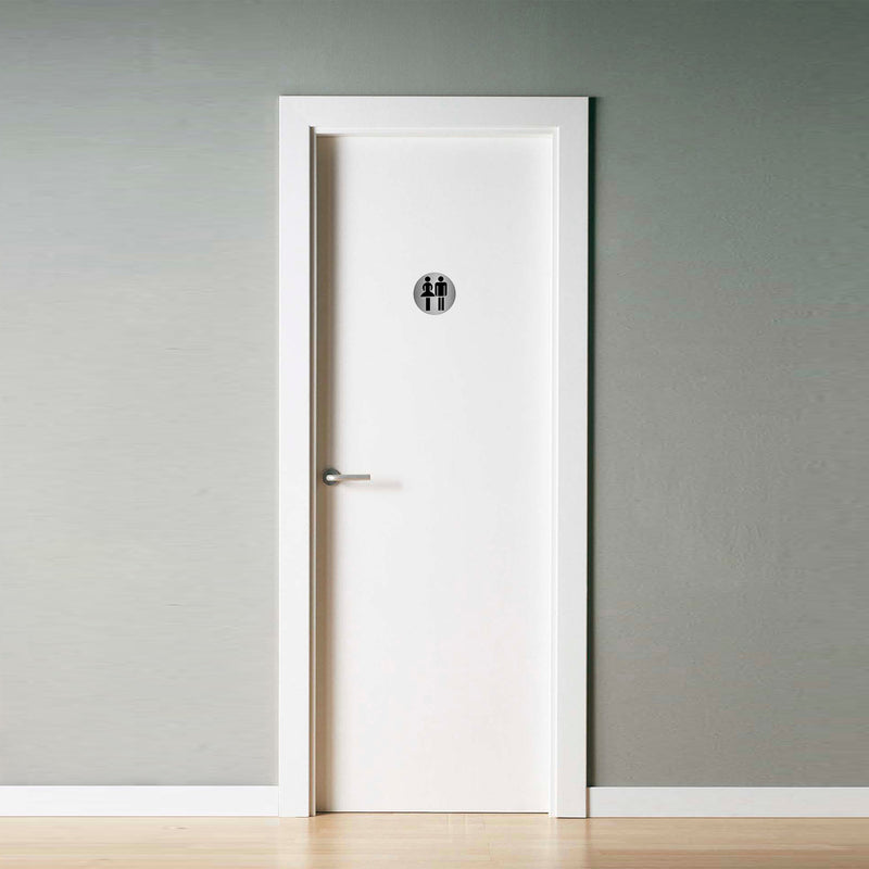 Placa adhesiva baño "mujer / hombre" acero inoxidable ø 7 cm