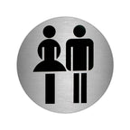 Placa adesiva para casa de banho "mulher/homem" em aço inoxidável ø 7 cm