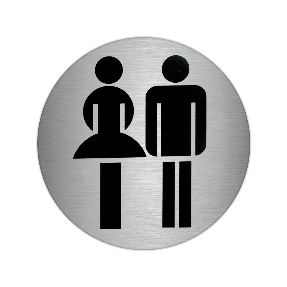 Self-adhesive bathroom sign "male / female" stainless steel ø 7 cm